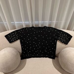 Black Pearl-Studded Top